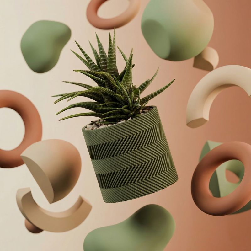Casa si Gradina - Gradinarit si plante - Plante si ghivece - Ghivece si suporturi - Ghiveci decorativ Zigzag, Verde Oliv, 12 cm - Infinity.ro