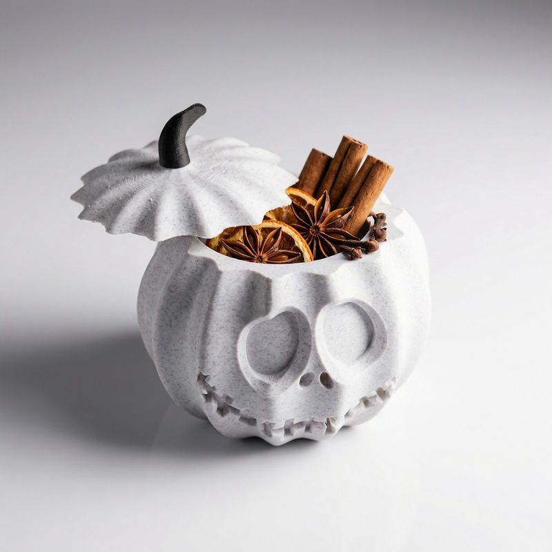 Casa si Gradina - Mobilier - Organizare si depozitare - Cutii depozitare - Cutie depozitare decorativa Halloween, dovleac alb, 3 cm - Infinity.ro