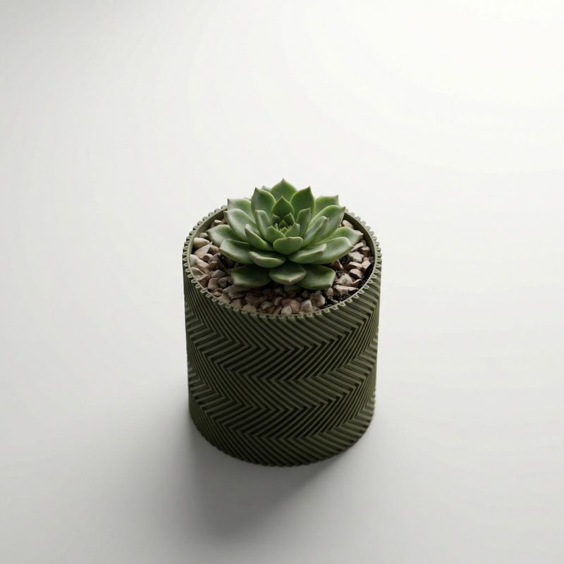 Casa si Gradina - Gradinarit si plante - Plante si ghivece - Ghivece si suporturi - Ghiveci decorativ Zigzag, Verde Oliv, 12 cm - Infinity.ro