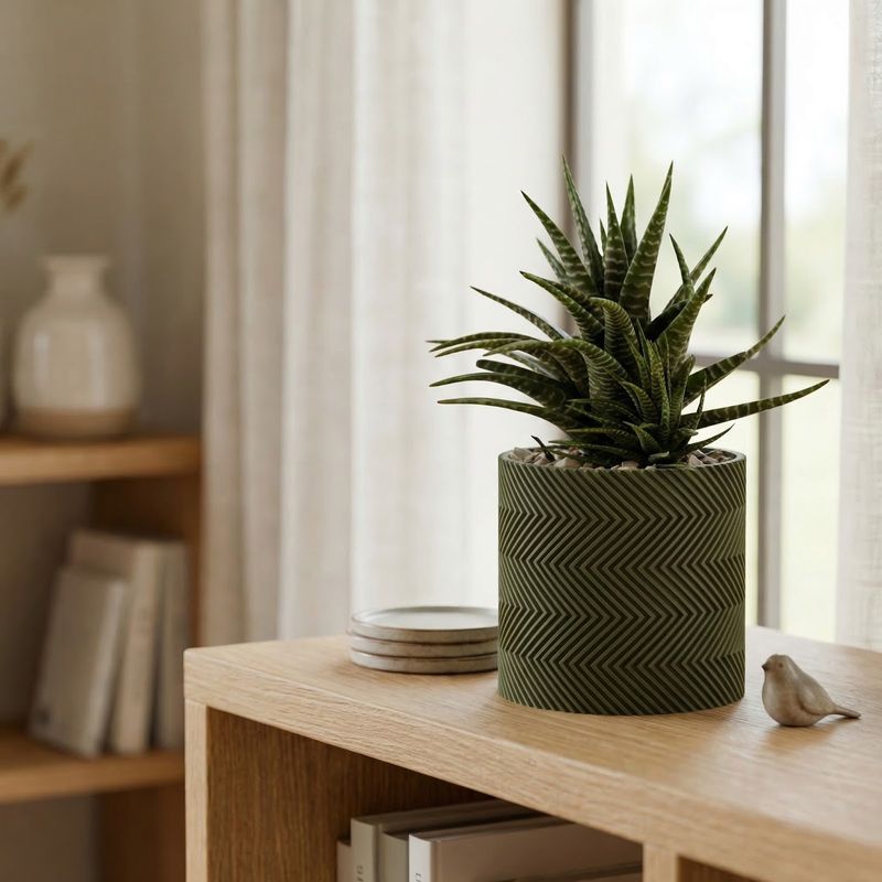 Casa si Gradina - Gradinarit si plante - Plante si ghivece - Ghivece si suporturi - Ghiveci decorativ Zigzag, Verde Oliv, 12 cm - Infinity.ro