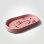 Fashion, accesorii si bijuterii - Femei - Bijuterii femei - Cutii bijuterii - Tavita pentru Bijuterii cu Funda Sculpturala, Roz Pastel, 18 cm - Infinity.ro