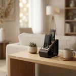 Carti si Birotica - Birotica - Accesorii de birou - Suporturi accesorii birou - Suport pentru telecomenzi, negru, 3 compartimente, 17 cm - Infinity.ro