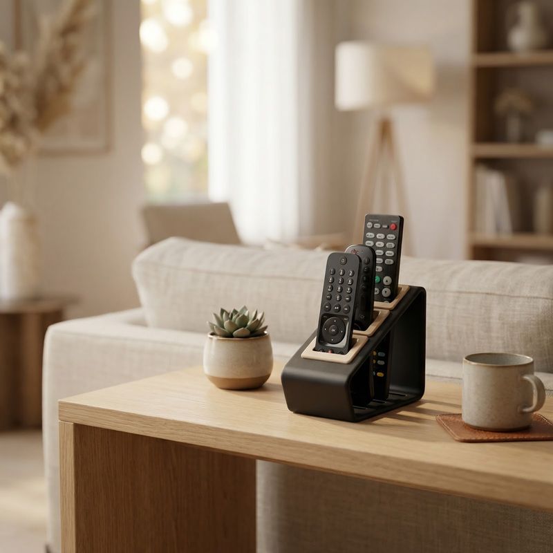 Carti si Birotica - Birotica - Accesorii de birou - Suporturi accesorii birou - Suport pentru telecomenzi, negru, 3 compartimente, 17 cm - Infinity.ro