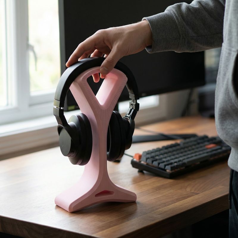 PC, gaming si accesorii - Periferice PC - Periferice Diverse - Suport casti, roz, 25 cm, design modern - Infinity.ro