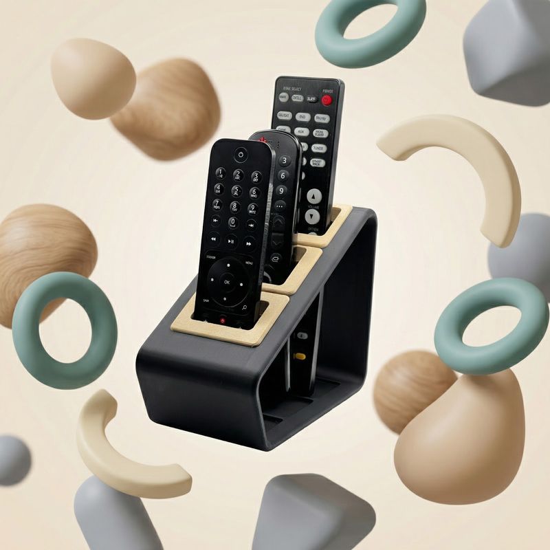 Carti si Birotica - Birotica - Accesorii de birou - Suporturi accesorii birou - Suport pentru telecomenzi, negru, 3 compartimente, 17 cm - Infinity.ro