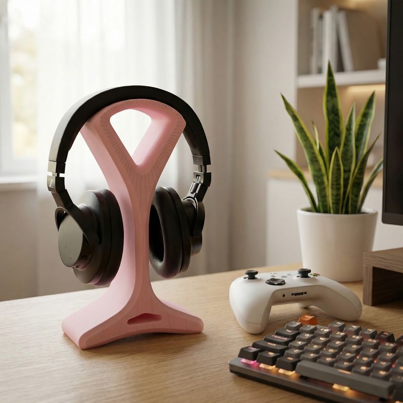 PC, gaming si accesorii - Periferice PC - Periferice Diverse - Suport casti, roz, 25 cm, design modern - Infinity.ro