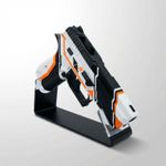 Jucarii, Copii si Bebe - Jucarii si jocuri - Jucarii de rol - Arme de jucarie - Pistol de jucarie futurist, Alb/Negru/Portocaliu, 3 cm - Infinity.ro
