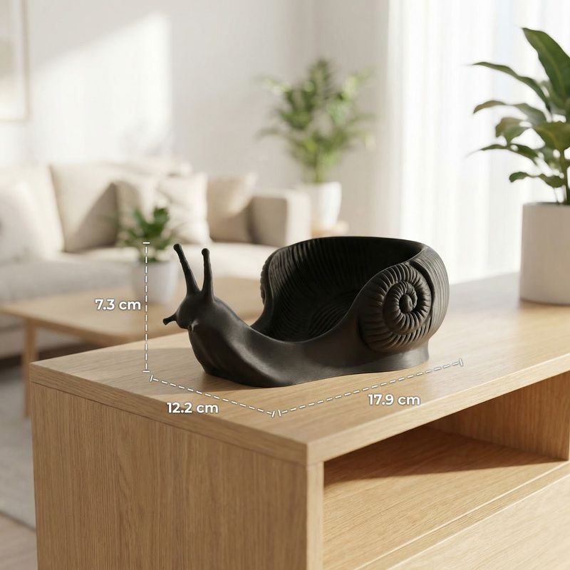 Casa si Gradina - Decoratiuni - Obiecte decorative - Vaze si boluri decorative - Bol Decorativ Sculptural Melc, Negru, 18 cm - Infinity.ro