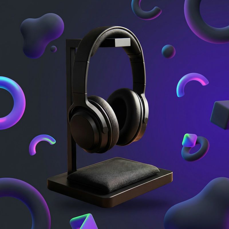 PC, gaming si accesorii - Periferice PC - Periferice Diverse - Suport casti minimalista, negru, 14 cm - Infinity.ro