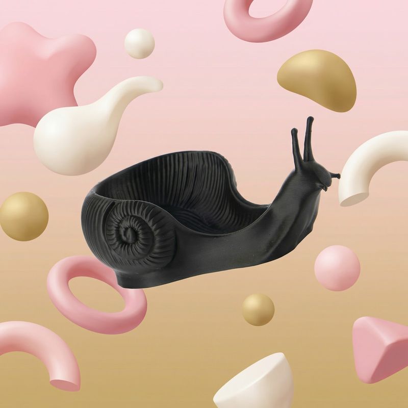 Casa si Gradina - Decoratiuni - Obiecte decorative - Vaze si boluri decorative - Bol Decorativ Sculptural Melc, Negru, 18 cm - Infinity.ro