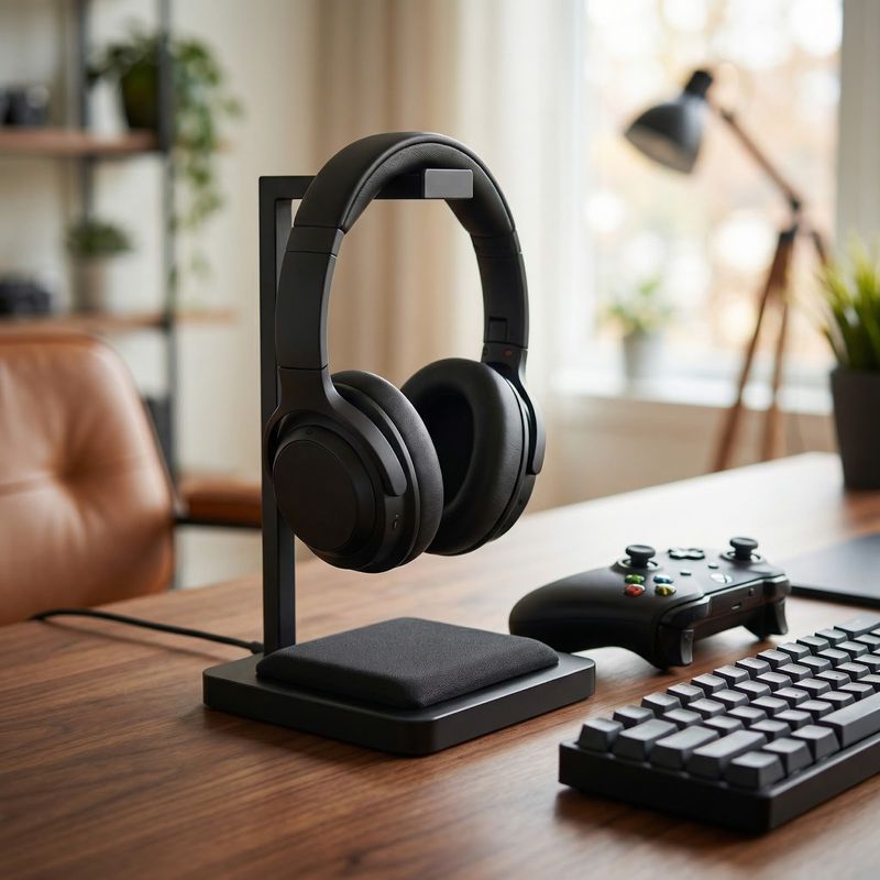 PC, gaming si accesorii - Periferice PC - Periferice Diverse - Suport casti minimalista, negru, 14 cm - Infinity.ro
