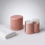 Casa si Gradina - Sanitare - Suporturi si accesorii baie - Accesorii baie - Organizator Baie cu Capac pentru Dischete si Betisoare, Roz, 11 cm - Infinity.ro