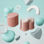 Casa si Gradina - Sanitare - Suporturi si accesorii baie - Accesorii baie - Organizator Baie cu Capac pentru Dischete si Betisoare, Roz, 11 cm - Infinity.ro