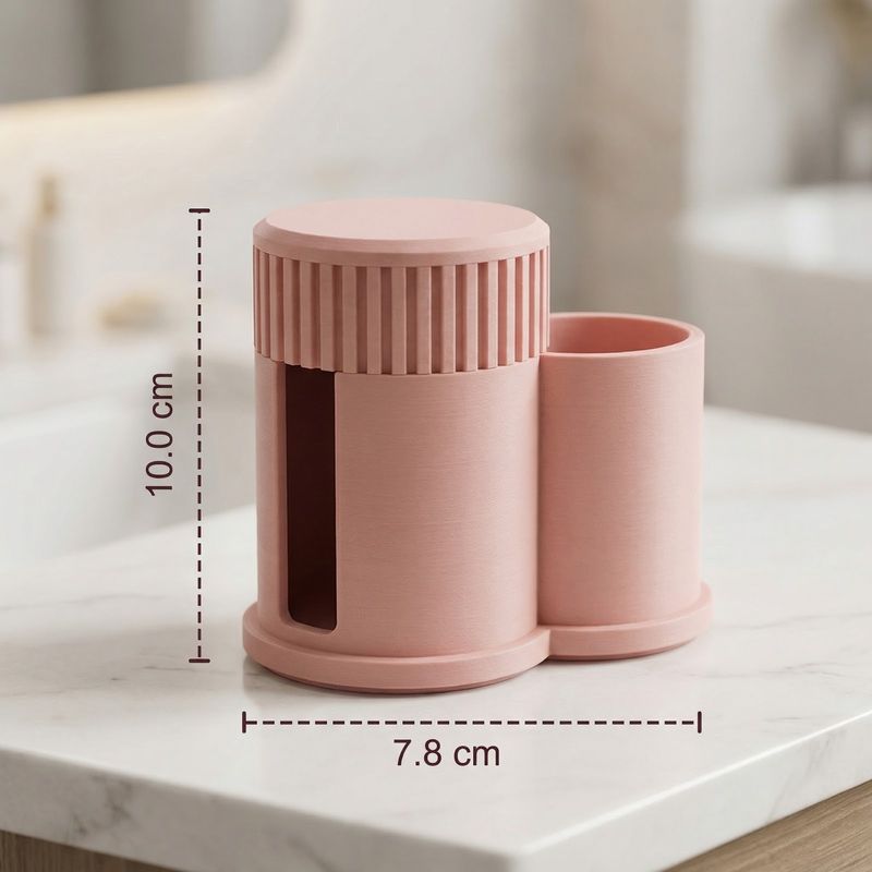 Casa si Gradina - Sanitare - Suporturi si accesorii baie - Accesorii baie - Organizator Baie cu Capac pentru Dischete si Betisoare, Roz, 11 cm - Infinity.ro