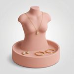 Fashion, accesorii si bijuterii - Femei - Bijuterii femei - Cutii bijuterii - Suport Bijuterii Silueta Minimalista cu Tava, Roz Pudrat, 19 cm - Infinity.ro