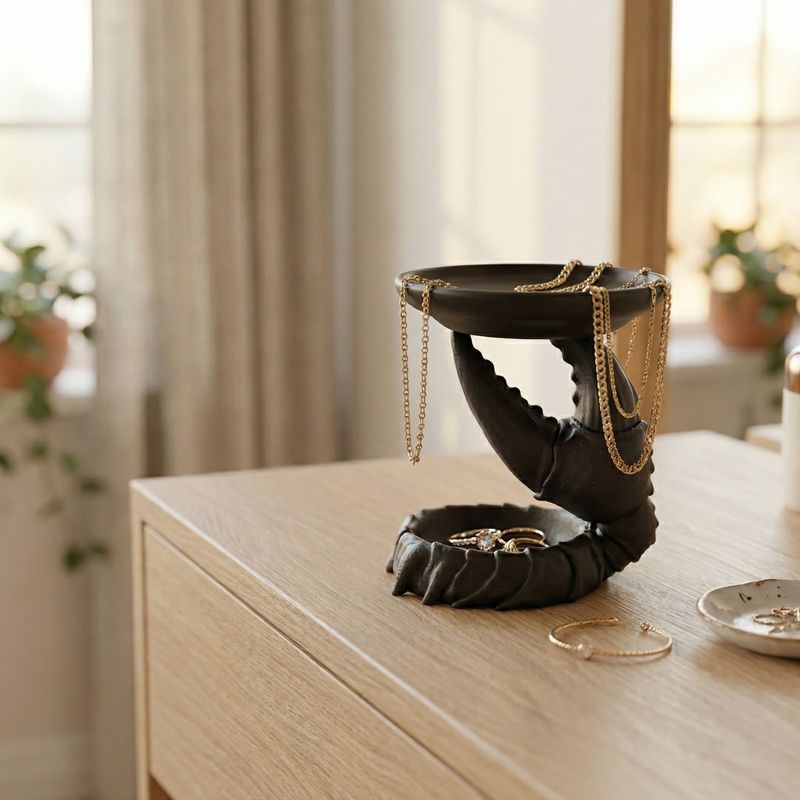 Fashion, accesorii si bijuterii - Femei - Bijuterii femei - Cutii bijuterii - Tavita pentru Bijuterii cu Design Marin, Negru, 14 cm - Infinity.ro