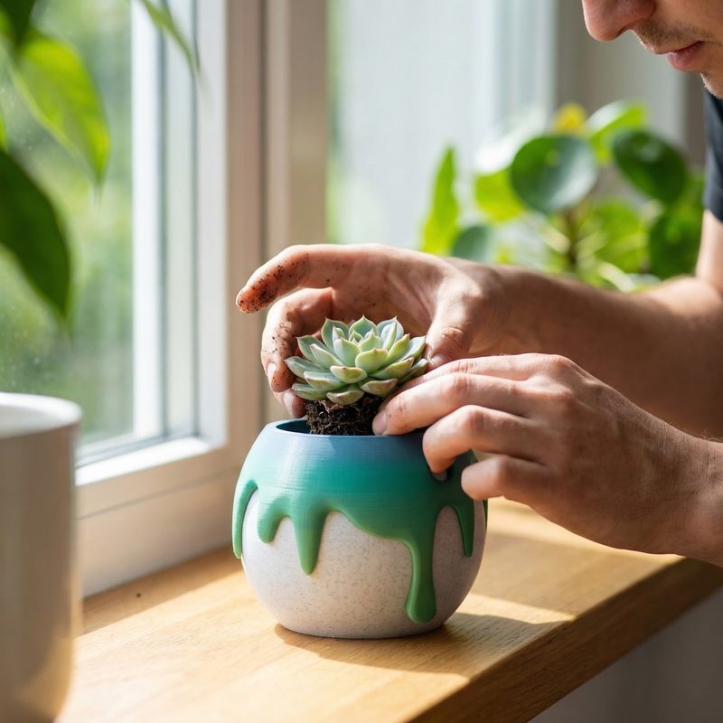 Casa si Gradina - Gradinarit si plante - Plante si ghivece - Ghivece si suporturi - Ghiveci pentru Suculente cu Aspect Fluid, Verde, 29 cm - Infinity.ro