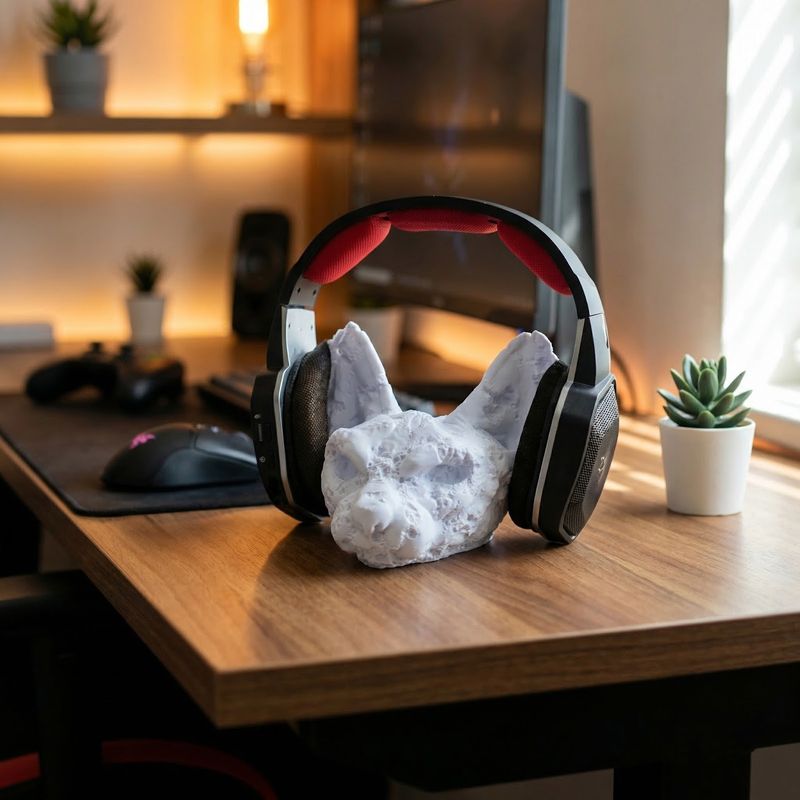 PC, gaming si accesorii - Periferice PC - Periferice Diverse - Suport Casti cu Silueta Felina, Alb, 20 cm - Infinity.ro