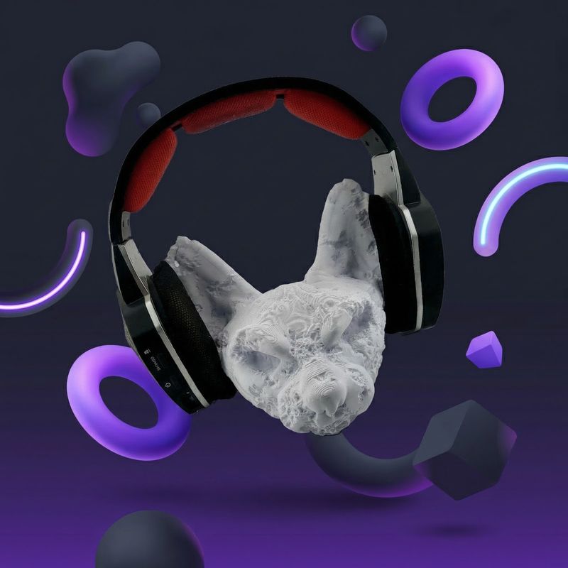 PC, gaming si accesorii - Periferice PC - Periferice Diverse - Suport Casti cu Silueta Felina, Alb, 20 cm - Infinity.ro