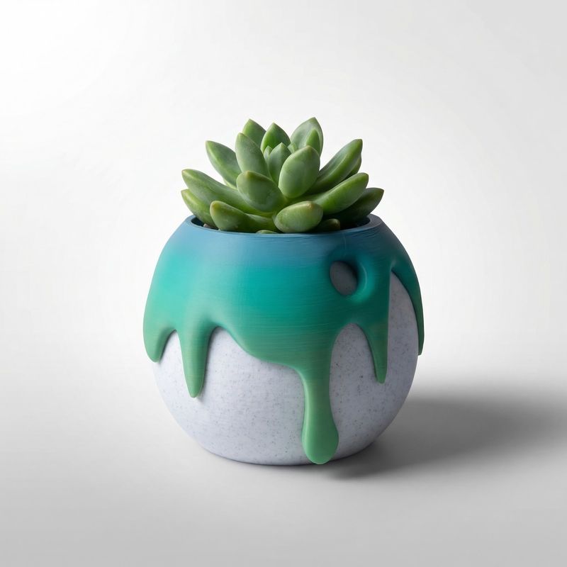 Casa si Gradina - Gradinarit si plante - Plante si ghivece - Ghivece si suporturi - Ghiveci pentru Suculente cu Aspect Fluid, Verde, 29 cm - Infinity.ro