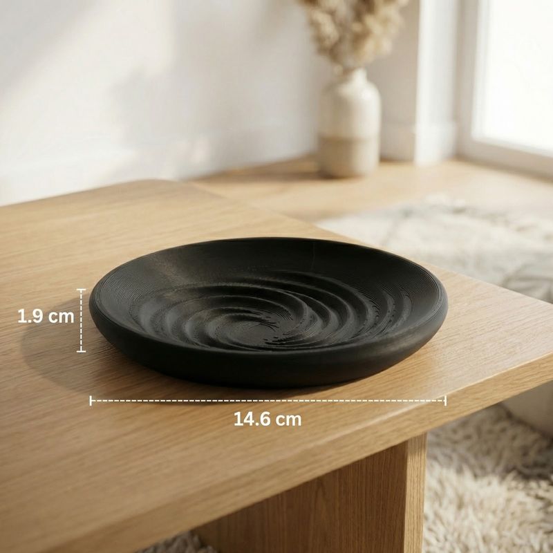 Casa si Gradina - Decoratiuni - Obiecte decorative - Vaze si boluri decorative - Tava decorativa spiralata, 15 cm, neagra, design modern - Infinity.ro