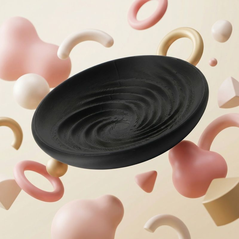 Casa si Gradina - Decoratiuni - Obiecte decorative - Vaze si boluri decorative - Tava decorativa spiralata, 15 cm, neagra, design modern - Infinity.ro