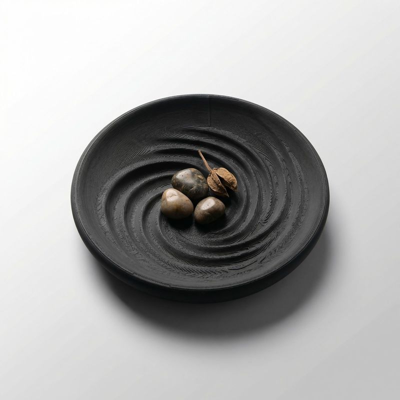 Casa si Gradina - Decoratiuni - Obiecte decorative - Vaze si boluri decorative - Tava decorativa spiralata, 15 cm, neagra, design modern - Infinity.ro
