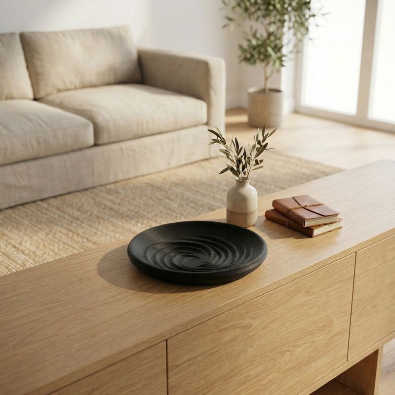 Casa si Gradina - Decoratiuni - Obiecte decorative - Vaze si boluri decorative - Tava decorativa spiralata, 15 cm, neagra, design modern - Infinity.ro