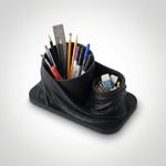 Carti si Birotica - Birotica - Accesorii de birou - Suporturi accesorii birou - Organizator birou sculptural, negru, 17 cm, design cu efect de drapaj - Infinity.ro