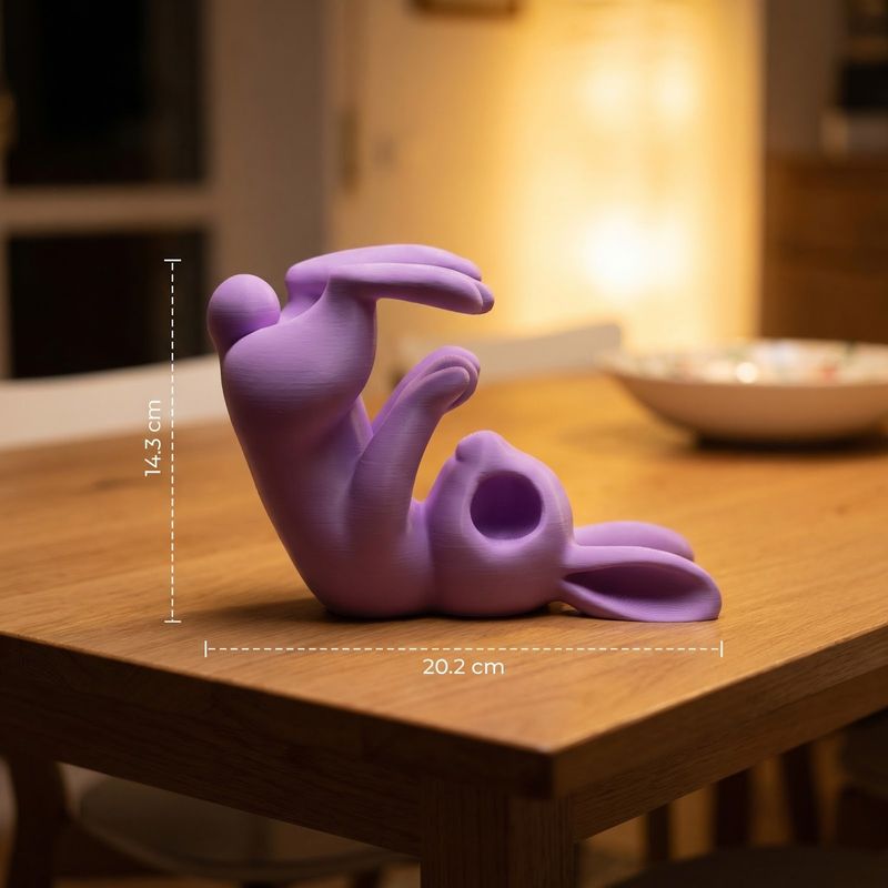Casa si Gradina - Bucatarie si vesela - Accesorii bar - Suporturi bauturi - Suport Sticla de Vin Iepure Jucaus, Mov, 20 cm - Infinity.ro