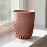 Casa si Gradina - Gradinarit si plante - Plante si ghivece - Ghivece si suporturi - Ghiveci Decorativ cu Nervuri Spiralate, Roz pudrat, 17 cm - Infinity.ro