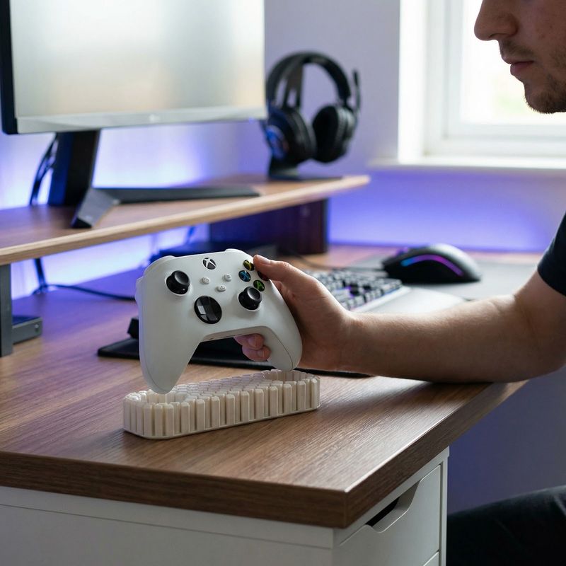 PC, gaming si accesorii - Gaming - Accesorii gaming - Accesorii console gaming - Suport Controller Hexagonal, Alb, 17 cm - Infinity.ro
