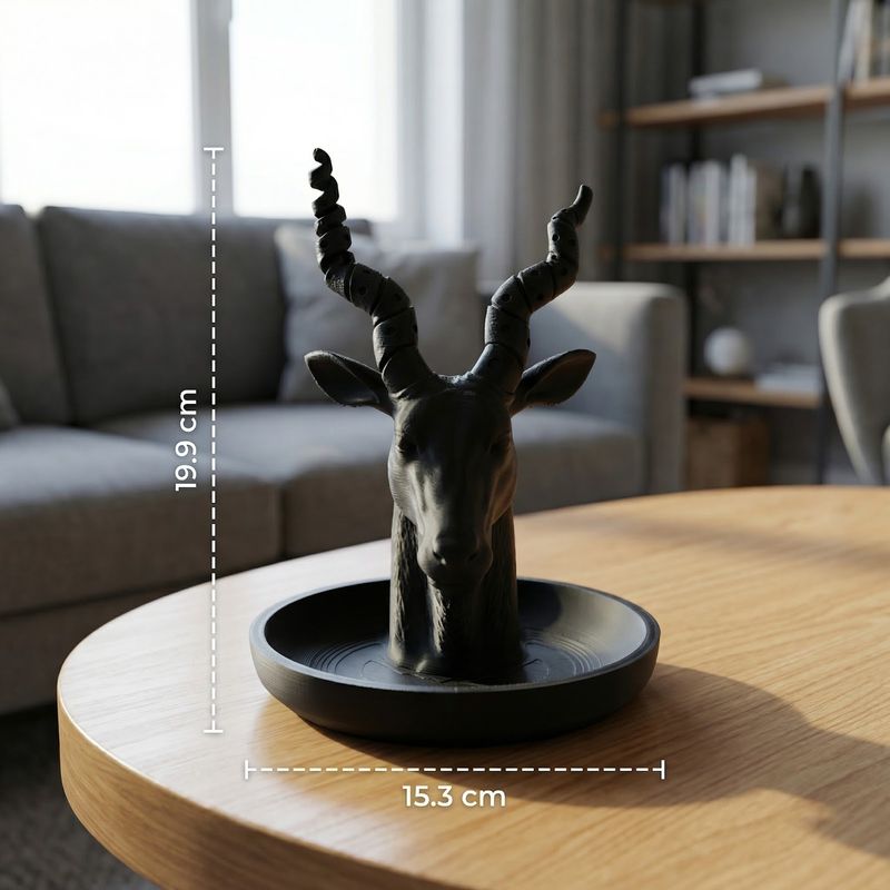 Casa si Gradina - Decoratiuni - Obiecte decorative - Accesorii decorative - Tava Organizatoare Decorativa cu Cap de Antilopa, Neagra, 20 cm - Infinity.ro