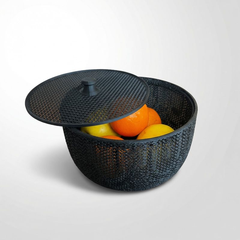 Casa si Gradina - Mobilier - Organizare si depozitare - Cutii depozitare - Cos de depozitare ventilat cu capac, negru, 20 cm - Infinity.ro