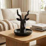 Casa si Gradina - Decoratiuni - Obiecte decorative - Accesorii decorative - Tava Organizatoare Decorativa cu Cap de Antilopa, Neagra, 20 cm - Infinity.ro