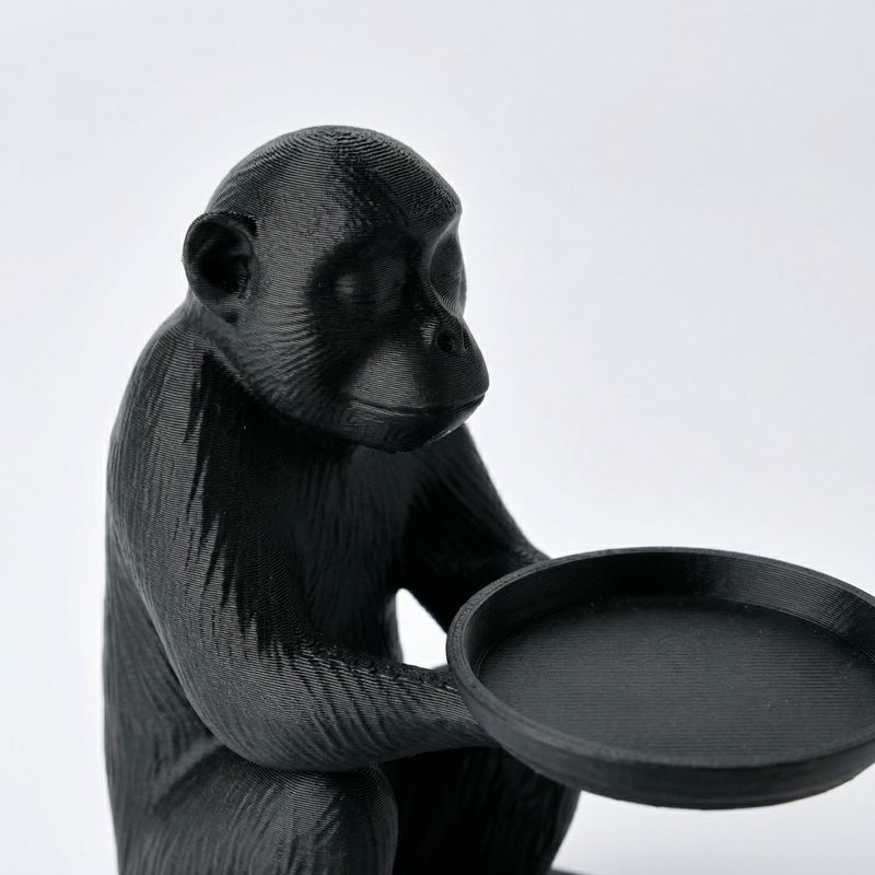 Casa si Gradina - Decoratiuni - Obiecte decorative - Accesorii decorative - Tava decorativa cu suport sculptural maimuta, neagra, 19cm - Infinity.ro