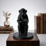 Casa si Gradina - Decoratiuni - Obiecte decorative - Accesorii decorative - Tava decorativa cu suport sculptural maimuta, neagra, 19cm - Infinity.ro