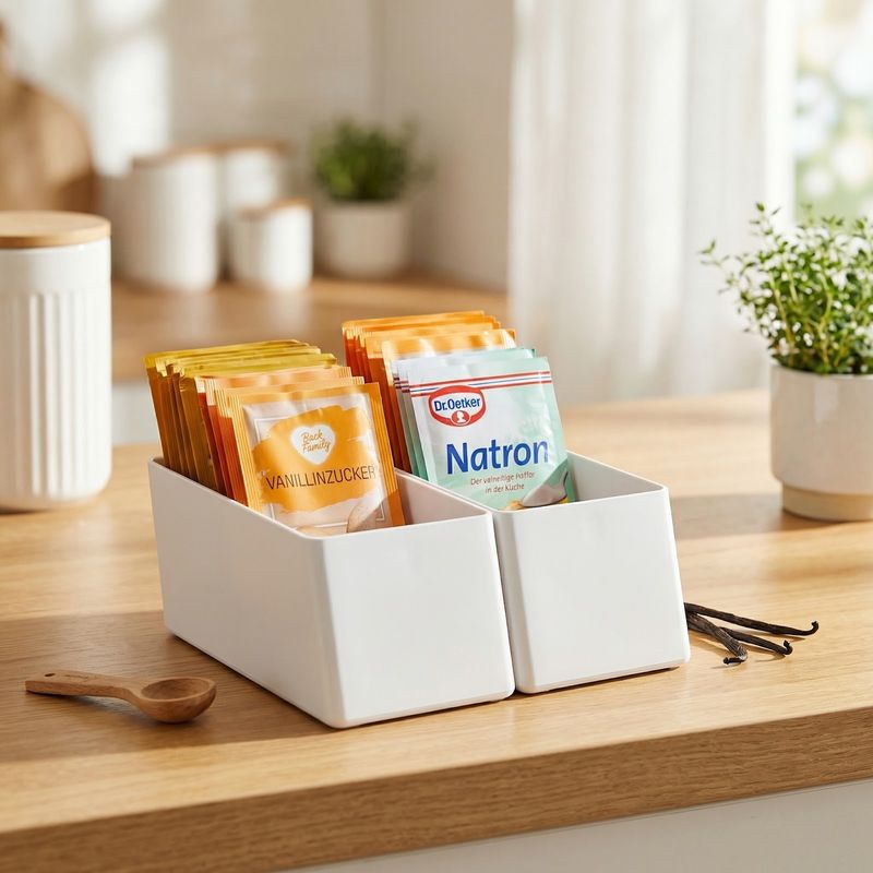 Casa si Gradina - Mobilier - Organizare si depozitare - Cutii depozitare - Organizator pentru Ingrediente de Copt, Alb, 14 cm, 2 Compartimente - Infinity.ro