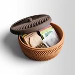 Casa si Gradina - Mobilier - Organizare si depozitare - Cutii depozitare - Cutie Depozitare Maro cu Capac Texturat, 15cm - Infinity.ro