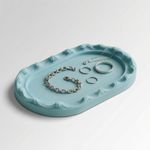 Fashion, accesorii si bijuterii - Femei - Bijuterii femei - Cutii bijuterii - Tava pentru Bijuterii cu Model Valuri, Albastru deschis, 19 cm - Infinity.ro
