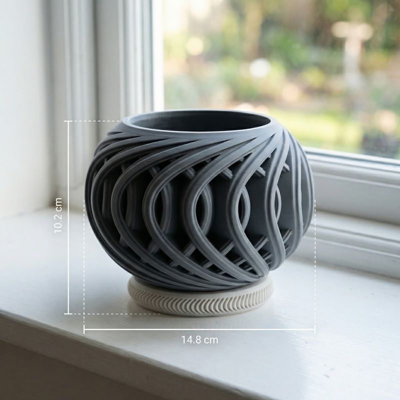 Casa si Gradina - Gradinarit si plante - Plante si ghivece - Ghivece si suporturi - Ghiveci Decorativ Sferic Minimalist, Gri, 15 cm - Infinity.ro