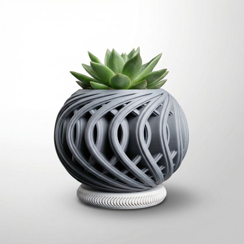 Casa si Gradina - Gradinarit si plante - Plante si ghivece - Ghivece si suporturi - Ghiveci Decorativ Sferic Minimalist, Gri, 15 cm - Infinity.ro