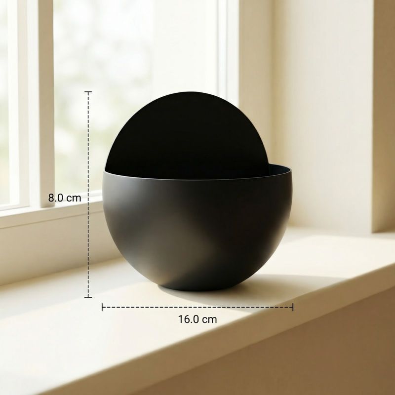 Casa si Gradina - Gradinarit si plante - Plante si ghivece - Ghivece si suporturi - Ghiveci de Perete Sferic Modern, Negru, 16 cm - Infinity.ro