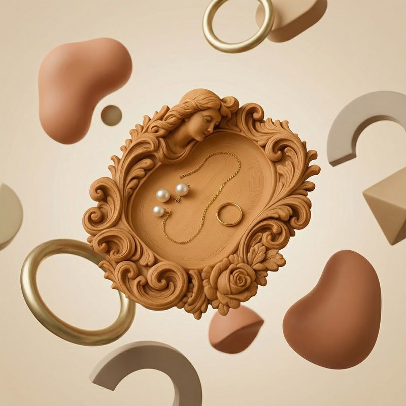 Casa si Gradina - Decoratiuni - Obiecte decorative - Accesorii decorative - Tava Decorativa pentru Bijuterii Regala, Maro, 16 cm - Infinity.ro