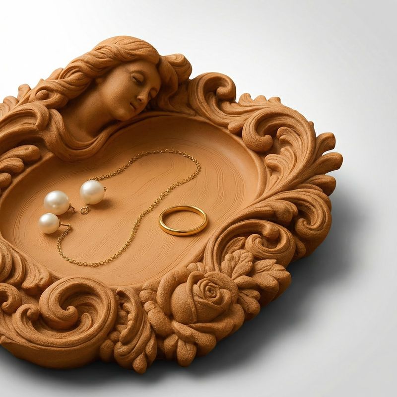 Casa si Gradina - Decoratiuni - Obiecte decorative - Accesorii decorative - Tava Decorativa pentru Bijuterii Regala, Maro, 16 cm - Infinity.ro