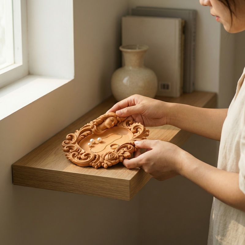 Casa si Gradina - Decoratiuni - Obiecte decorative - Accesorii decorative - Tava Decorativa pentru Bijuterii Regala, Maro, 16 cm - Infinity.ro
