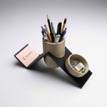 Carti si Birotica - Birotica - Accesorii de birou - Suporturi accesorii birou - Organizator Birou Geometric Elegant, Negru Auriu, 26 cm - Infinity.ro