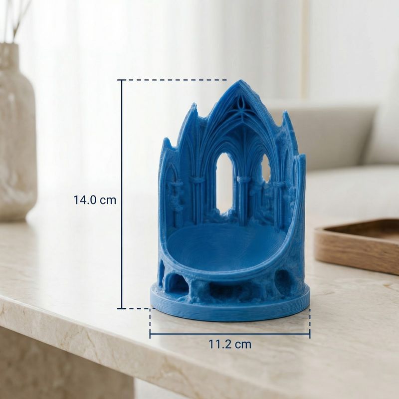 Casa si Gradina - Decoratiuni - Obiecte decorative - Vaze si boluri decorative - Bol Decorativ Arhitectura Gotica, Albastru, 14 cm - Infinity.ro