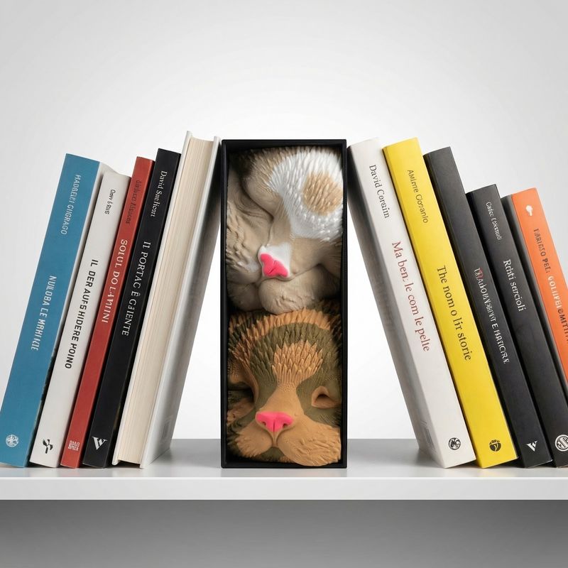Carti si Birotica - Carti - Accesorii pentru cititori - Decor Tip Book Nook cu Pisici Adormite, Multicolor, 17 cm - Infinity.ro