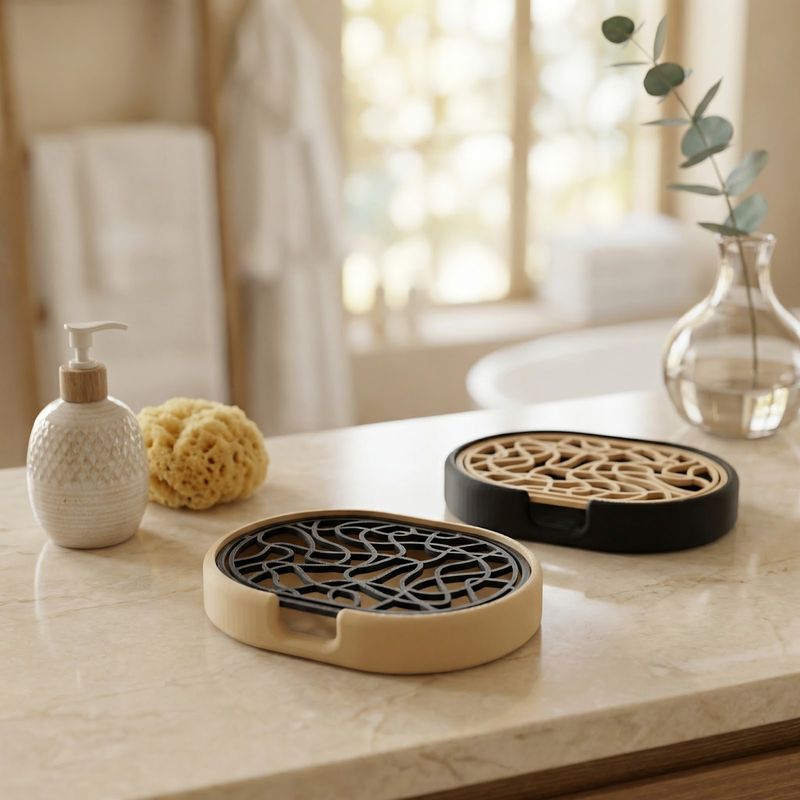 Casa si Gradina - Sanitare - Suporturi si accesorii baie - Accesorii baie - Sapuniera Moderna cu Model Organic, Bej, 12 cm - Infinity.ro